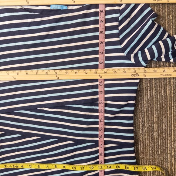 J Mclaughlin Size Medium Dress Nicola Blue Stripe Sheath Knee Length Comfort - Picture 11 of 11